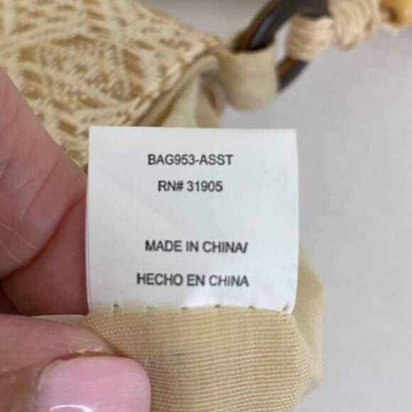 Cappelli NWOT Straw Woven Beige Small Clutch Bag With Rope Handle & Wooden Beads - Picture 5 of 13